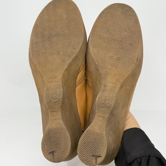 Vintage 1970s Famalore Hi-Up Platform Wedge Slip On Leather Loafer Hippie Boho - Picture 5 of 8